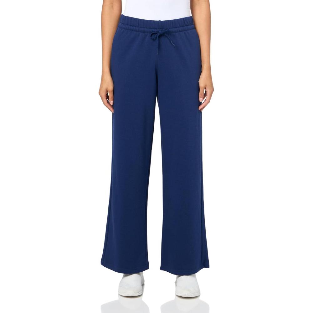 imageadidas Womens Essentials Small Logo Feelcozy Open Hem PantsDark BlueWhite