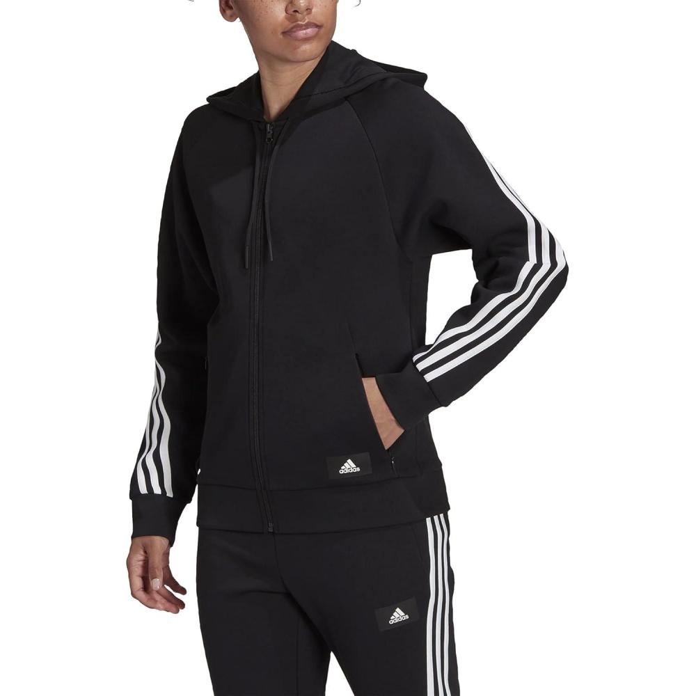 imageadidas Womens Future Icons 3Stripes Hooded Track TopBlack