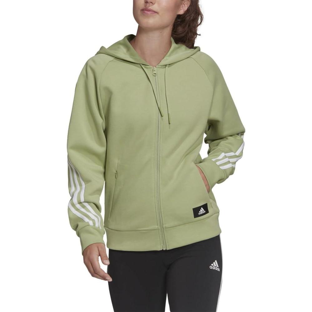 imageadidas Womens Future Icons 3Stripes Hooded Track TopMagic Lime