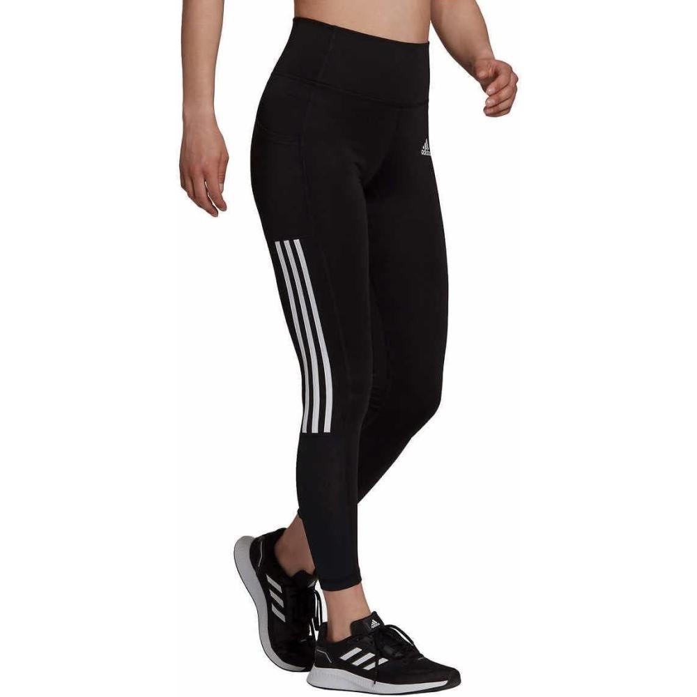 imageadidas Womens Lightweight High Rise 3Stripe Mesh 78 LeggingsBlackWhite