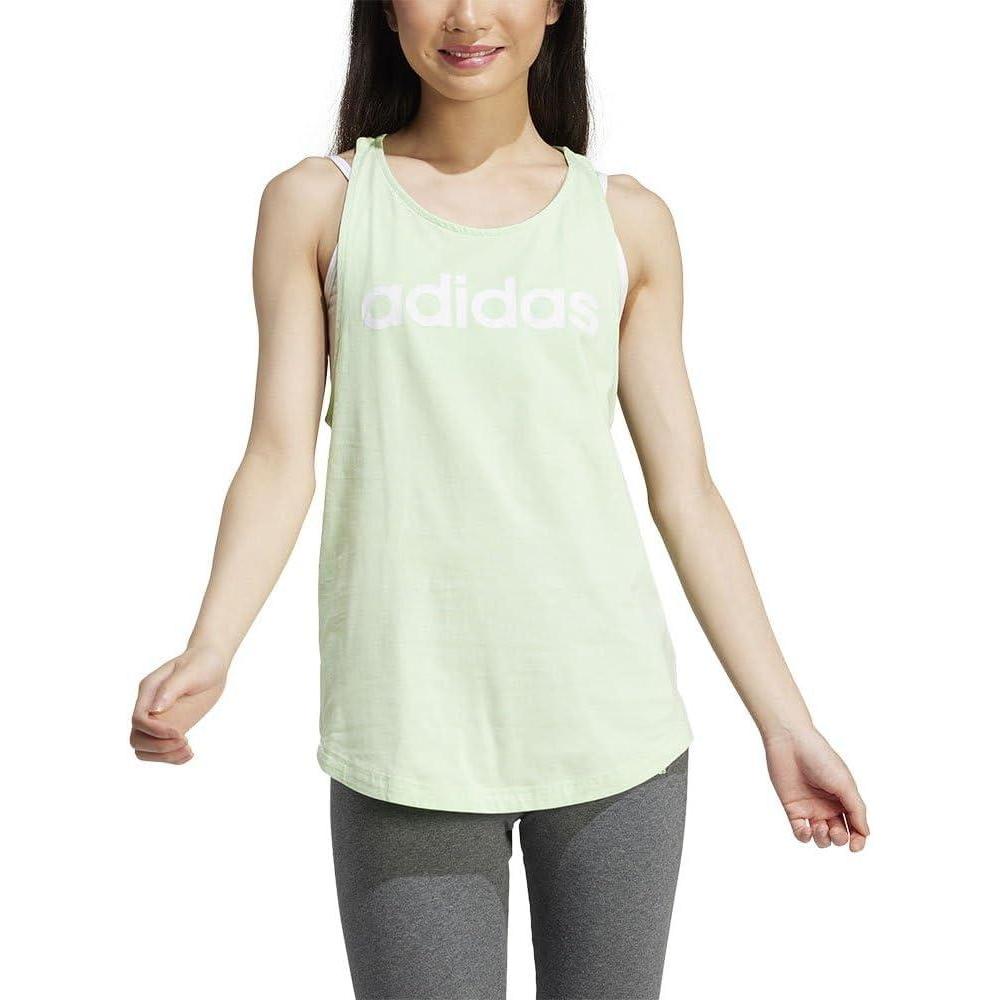 imageadidas Womens Loungewear Essentials Loose Logo Tank TopHalf Green SparkWhite