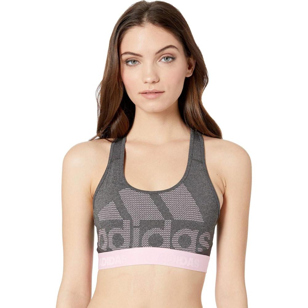imageadidas Womens Medium Suppor Racer Back Dont Rest Alphaskin Padded Bra W Removable PadsDark Grey HeatherBlack