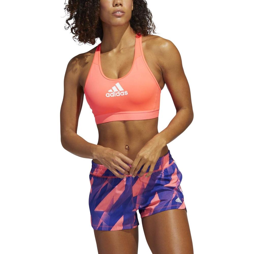 imageadidas Womens Medium Suppor Racer Back Dont Rest Alphaskin Padded Bra W Removable PadsSignal PinkWhite