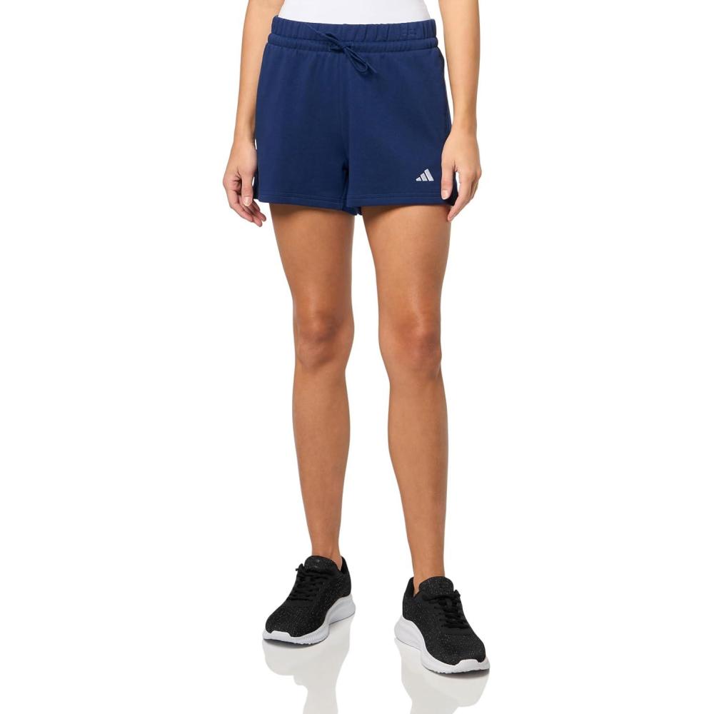 imageadidas Womens Small Logo Fleece Sportswear ShortsDark BlueWhite