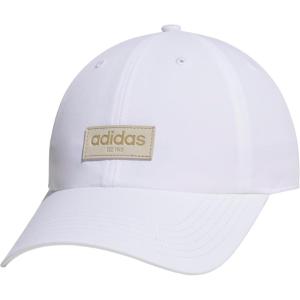 Adidas Unisex-Adult Court Relaxed Fit Strapback Hat(White/Hemp Beige)