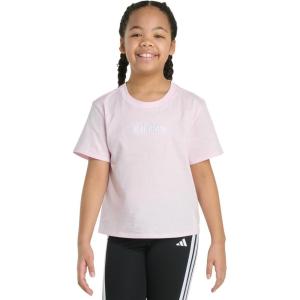 adidas Girls’ Short Sleeve Embroidered Tee(Clear Pink)