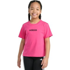 adidas Girls’ Short Sleeve Embroidered Tee(Shock Pink)