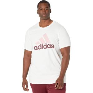 adidas Men’s Basic Badge Of Sport Tee(White/Wonder Mauve/Shadow Red)