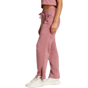 adidas Women’s All Szn French Terry 3-Stripes Straight Leg Pants(Preloved Crimson)