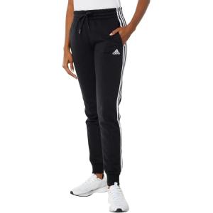 adidas Womens Essentials Fleece Tapered Cuff Pants(Black/White)