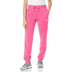 adidas Womens Essentials Fleece Tapered Cuff Pants(Pulse Magenta/White)