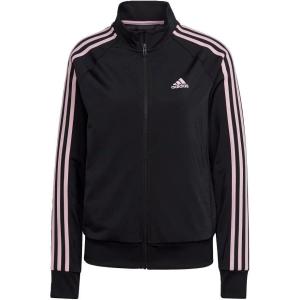 adidas Women’s Essentials Warm-Up Slim 3-Stripes Track Jacket(Black-true Pink)