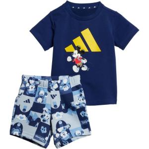 adidas baby-girls Disney Mickey Mouse T-shirt Set(Dark Blue/Crew Yellow)