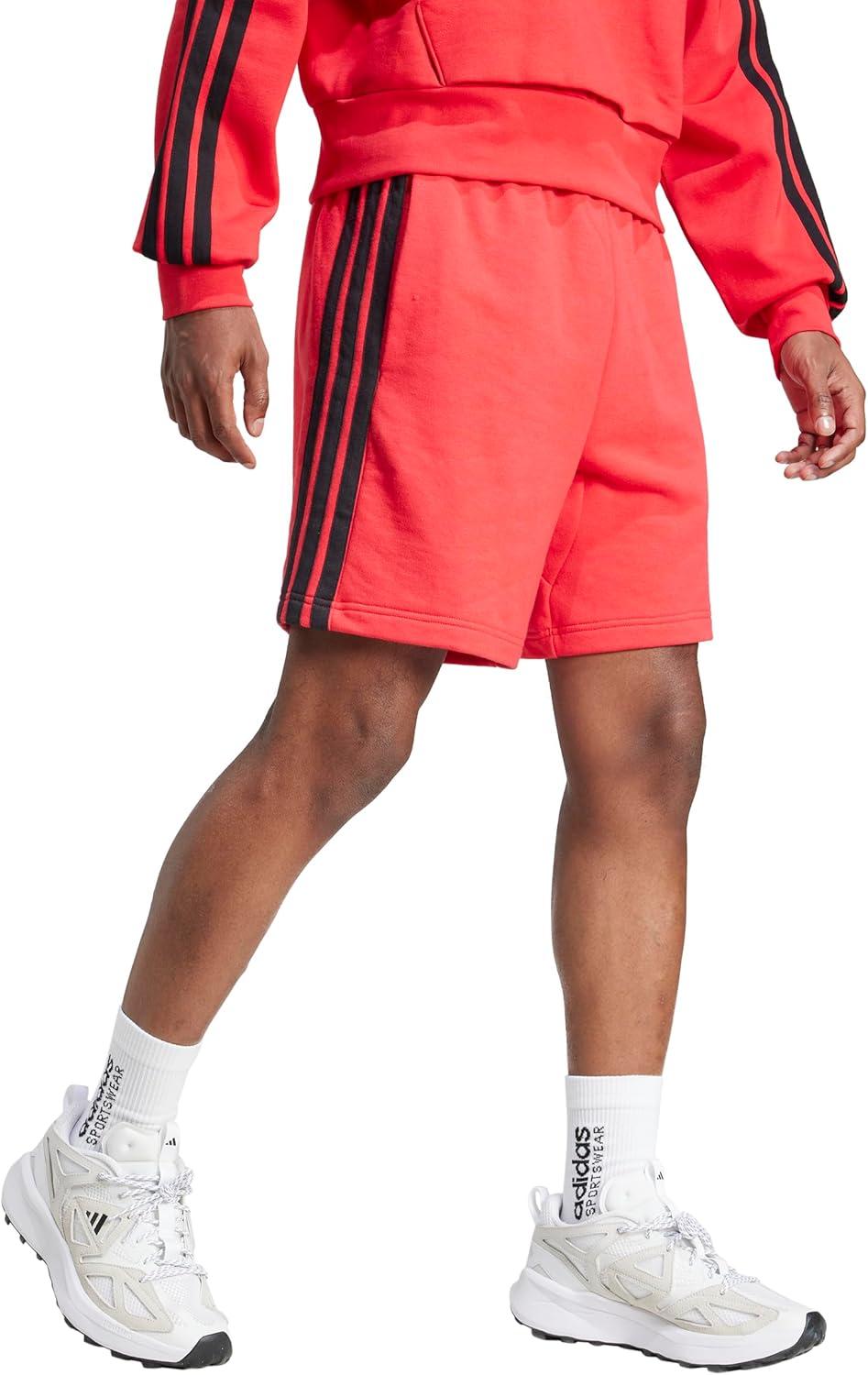 imageAdidas Mens Essentials 3Stripes French Terry 7inch ShortsPure RubyBlack