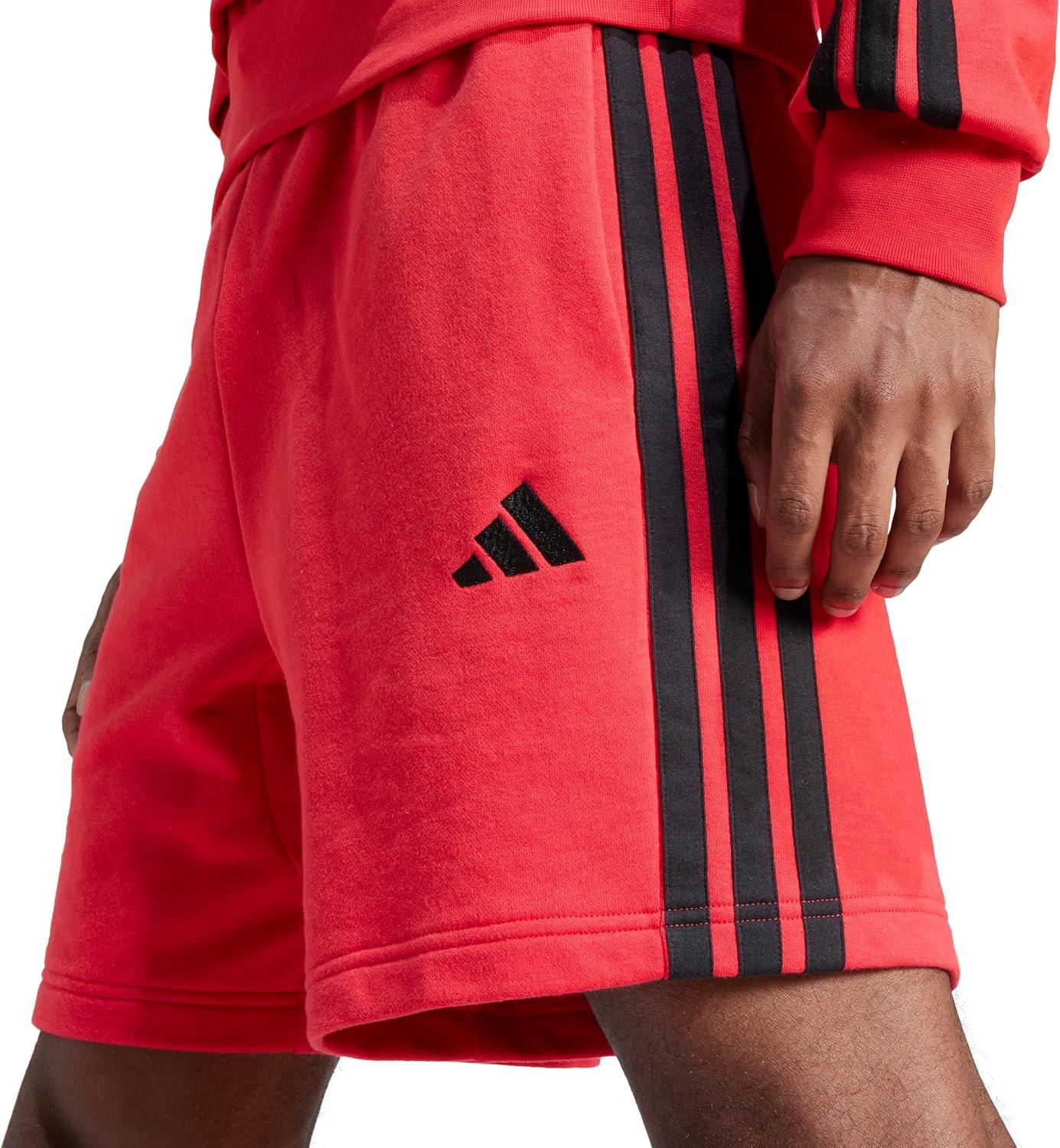 imageAdidas Mens Essentials 3Stripes French Terry 7inch ShortsPure RubyBlack