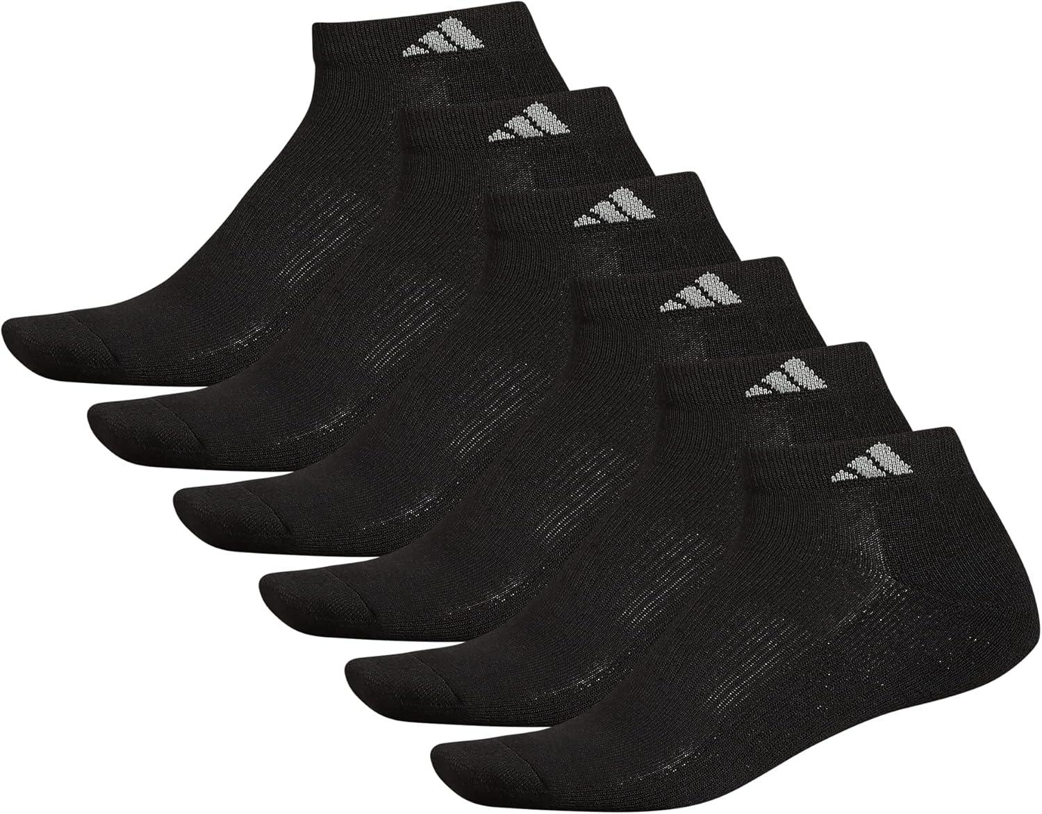 imageadidas Mens Athletic Cushioned Low Cut Ankle Socks 6Pair PackBlackAluminum 2