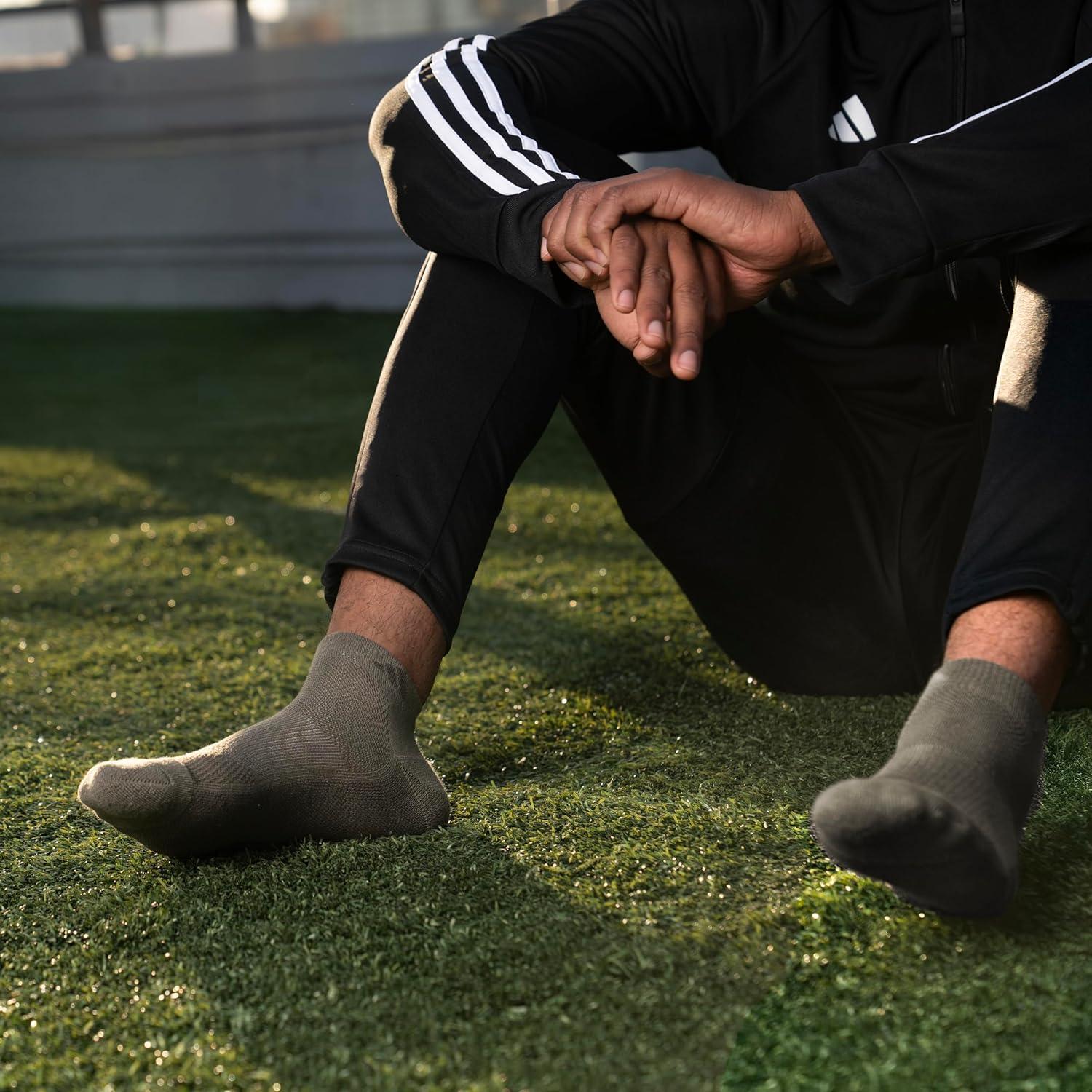 imageadidas Mens Athletic Cushioned Low Cut Ankle Socks 6Pair PackWhiteWonder BeigeAlumina Beige