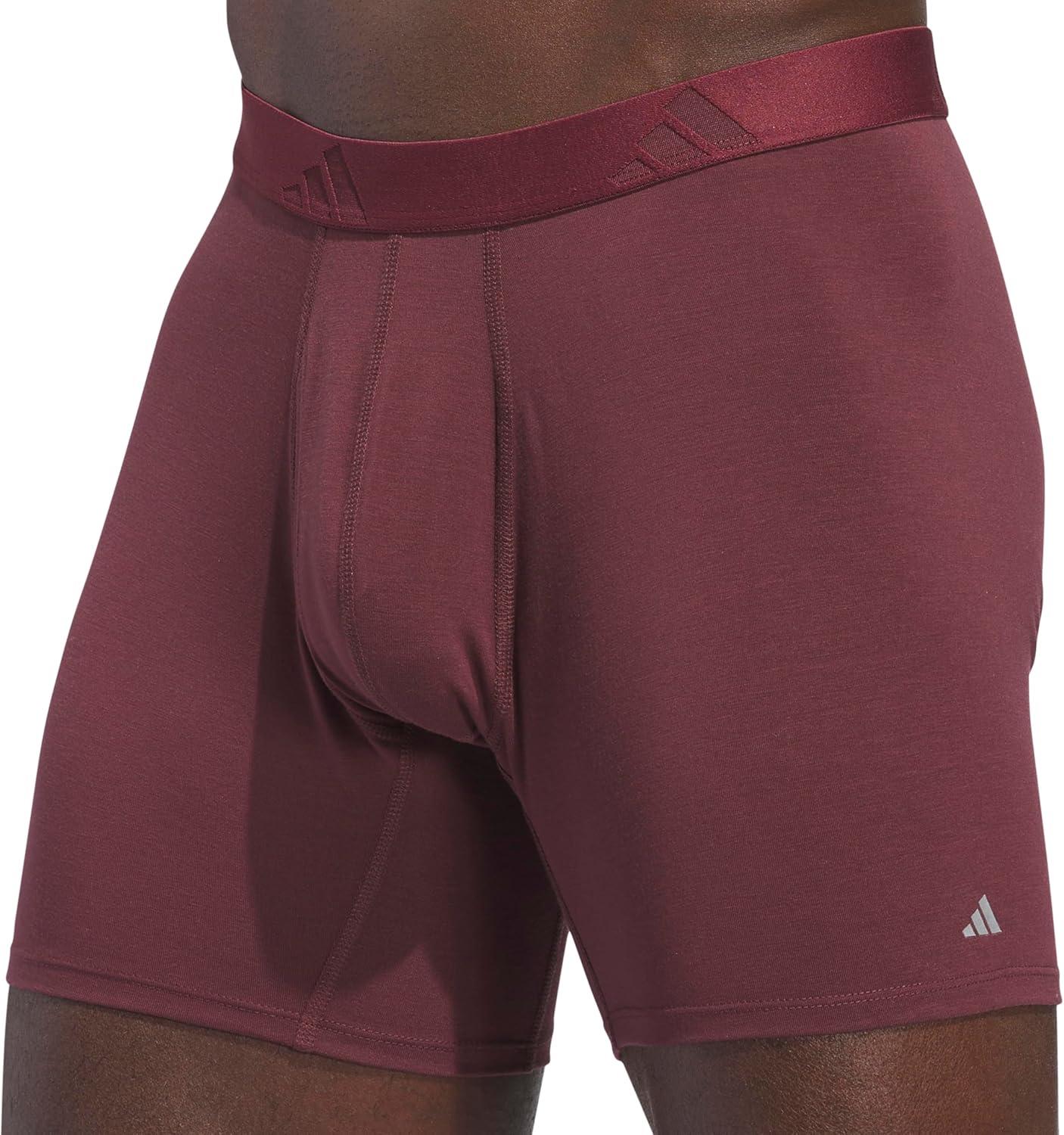 imageadidas Mens Boxer Brief Underwear 3Pack Luxe Comfort Ultra Soft Rayon BlendAurora Ruby RedHeather BlackBlack