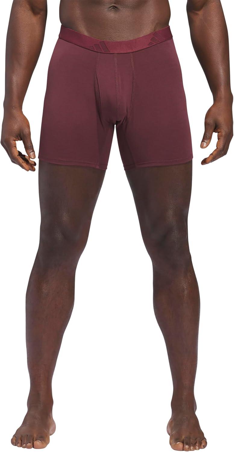 imageadidas Mens Boxer Brief Underwear 3Pack Luxe Comfort Ultra Soft Rayon BlendAurora Ruby RedHeather BlackBlack