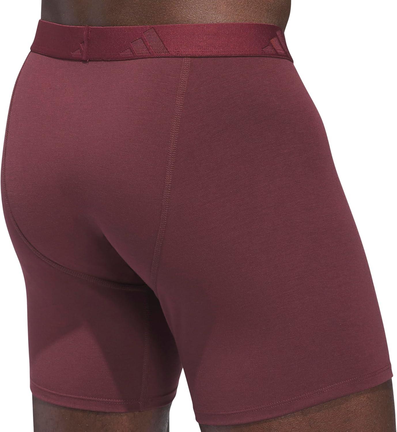 imageadidas Mens Boxer Brief Underwear 3Pack Luxe Comfort Ultra Soft Rayon BlendAurora Ruby RedHeather BlackBlack