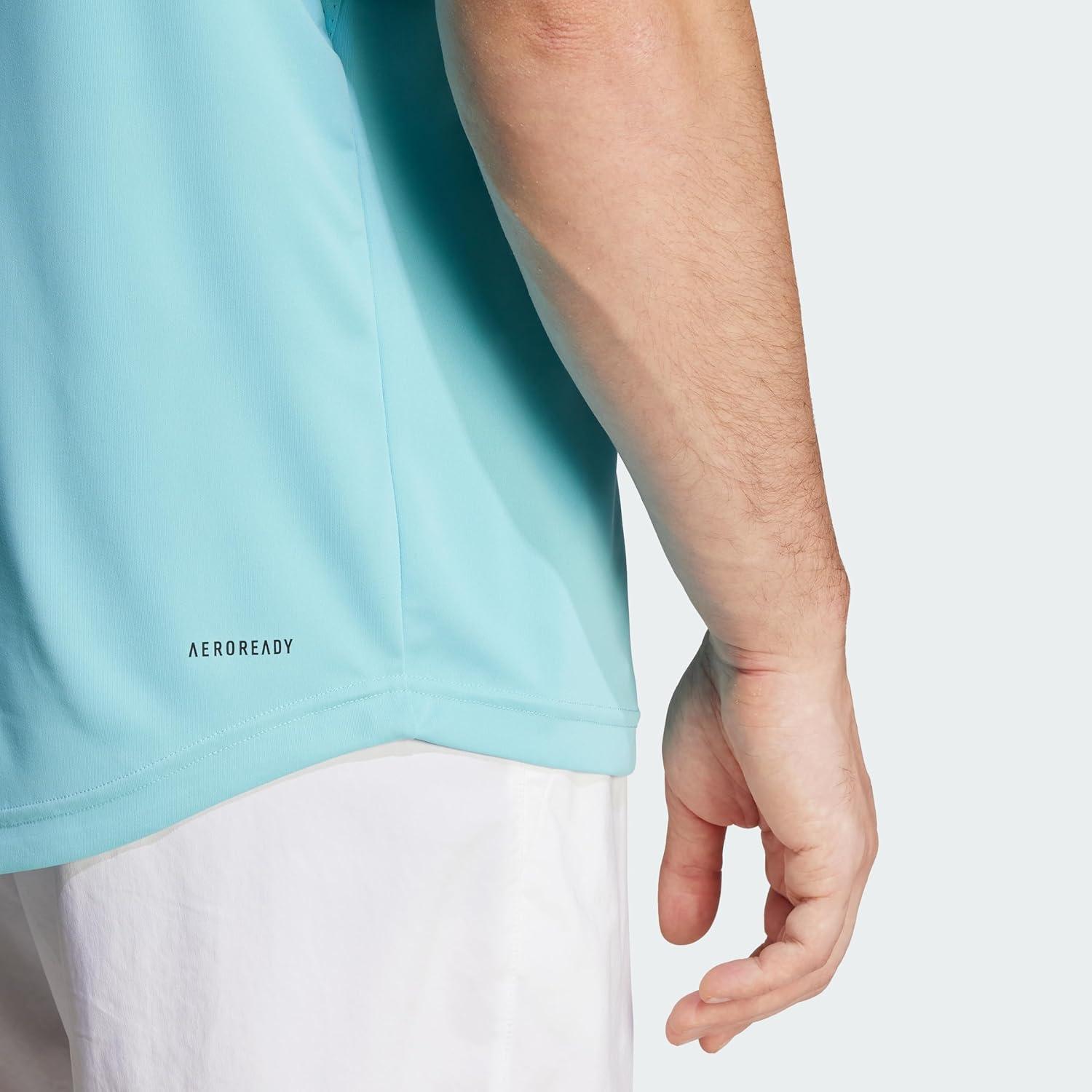 imageadidas Mens Club 3Stripes Tennis TShirtLight Aqua