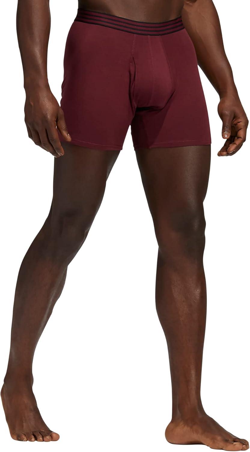 imageadidas Mens Core Stretch Cotton Boxer Brief Underwear 4PackShadow RedBlackGrey