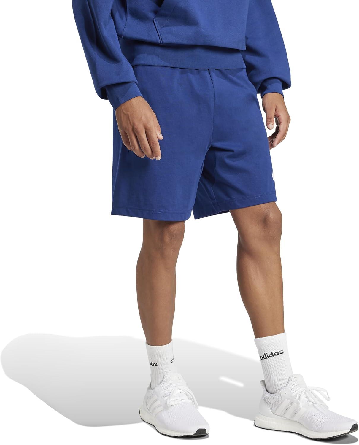 imageadidas Mens Essentials Big Logo Single Jersey 7Inch ShortsDark BlueWhite