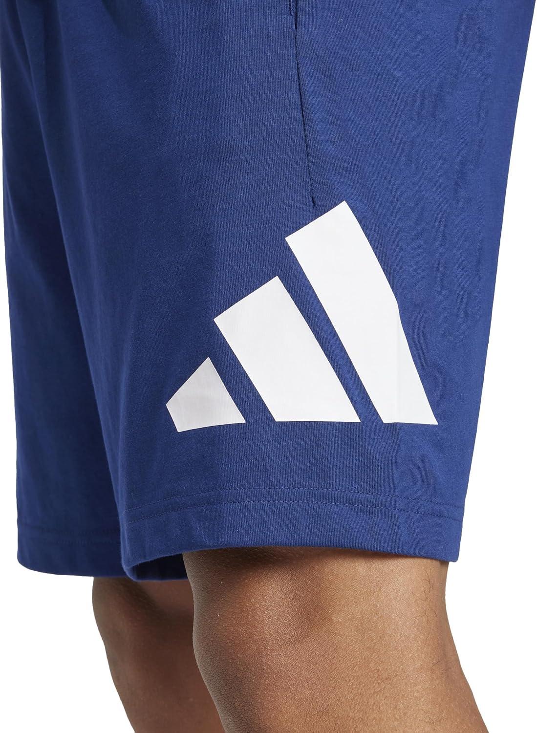 imageadidas Mens Essentials Big Logo Single Jersey 7Inch ShortsDark BlueWhite