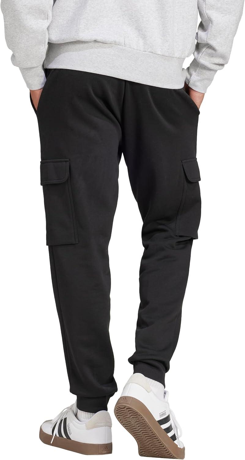imageadidas Mens Essentials Feel Cozy Fleece Sportswear Cargo Pants BlackWhite Medium