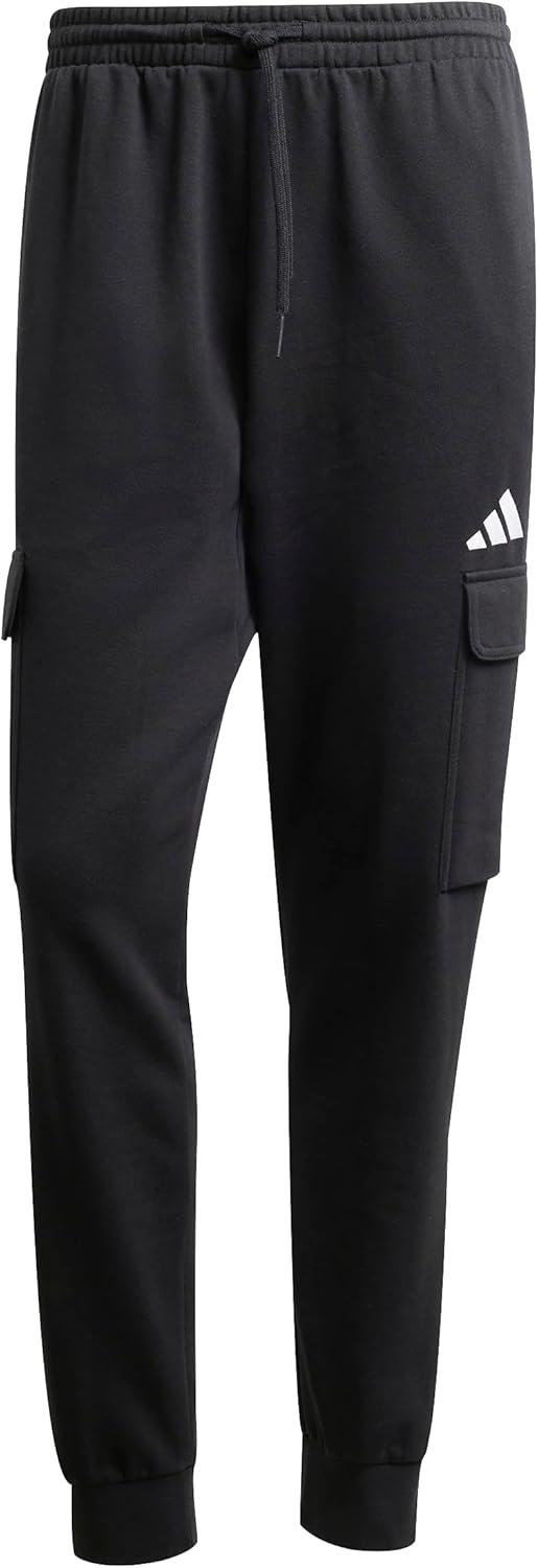 imageadidas Mens Essentials Feel Cozy Fleece Sportswear Cargo Pants BlackWhite Medium