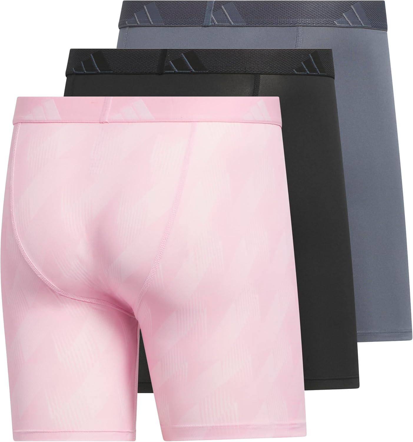 imageadidas Mens Microfiber Boxer Briefs Underwear Multipack Athletic StretchFitAdi Summit Clear Pinktrue PinkBlackOnix Grey