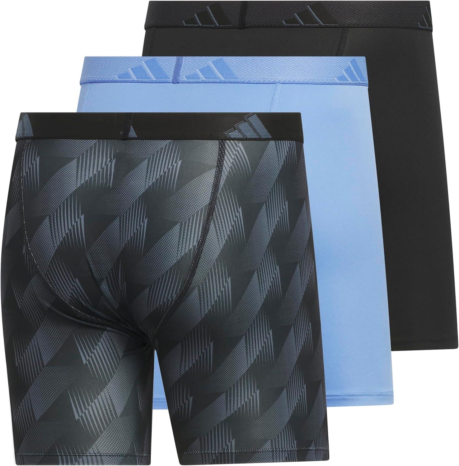 imageadidas Mens Microfiber Boxer Briefs Underwear Multipack Athletic StretchFitAdi Summit OnixblackBlue FusionBlack