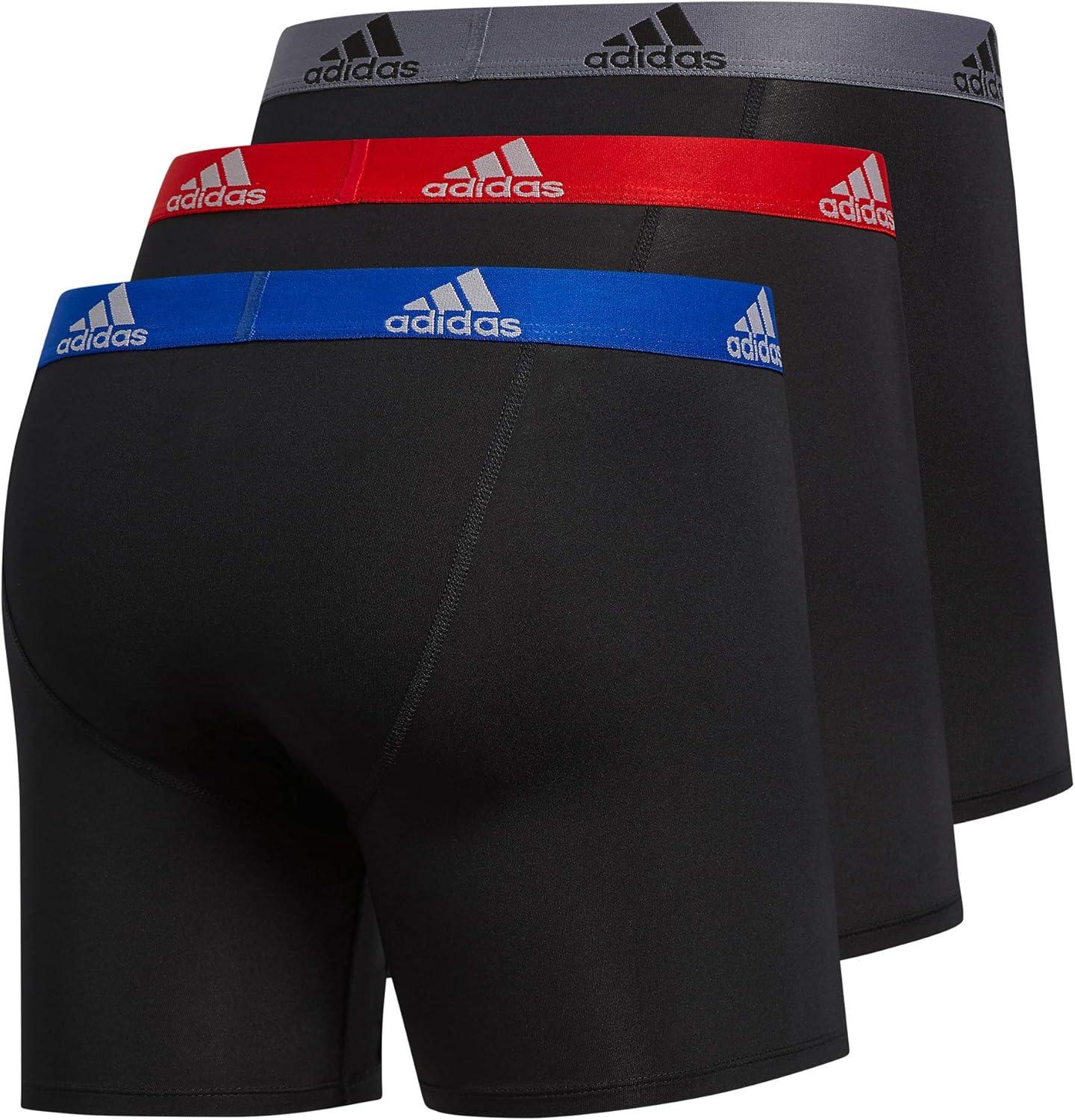 imageadidas Mens Microfiber Boxer Briefs Underwear Multipack Athletic StretchFitBlackCollegiate Royal BlueScarlet Red