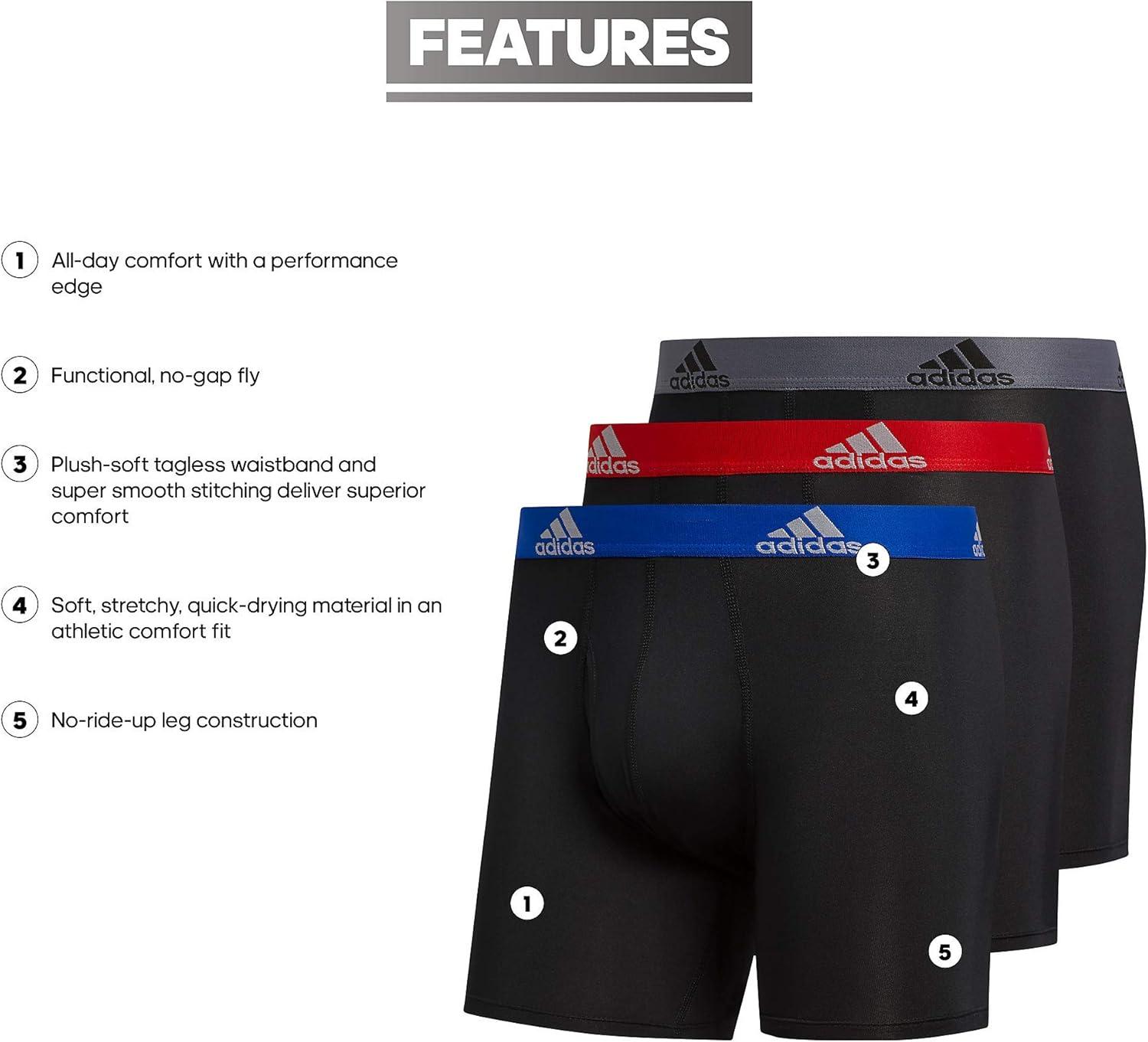 imageadidas Mens Microfiber Boxer Briefs Underwear Multipack Athletic StretchFitBlackCollegiate Royal BlueScarlet Red