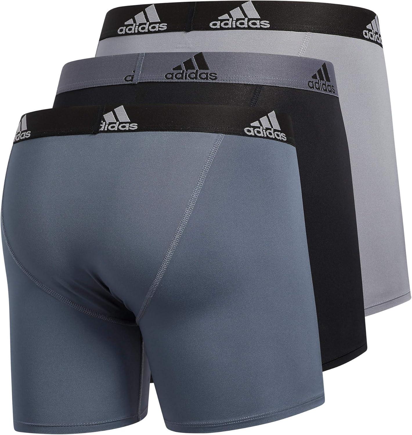 imageadidas Mens Microfiber Boxer Briefs Underwear Multipack Athletic StretchFitBlackGreyOnix Grey