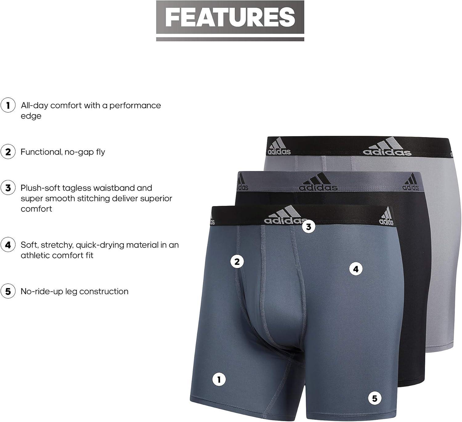 imageadidas Mens Microfiber Boxer Briefs Underwear Multipack Athletic StretchFitBlackGreyOnix Grey