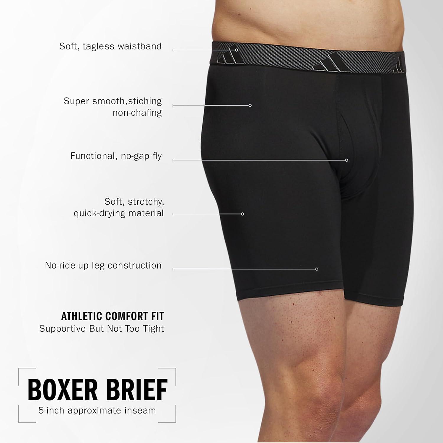 imageadidas Mens Microfiber Boxer Briefs Underwear Multipack Athletic StretchFitBlackOnix GreyBlack