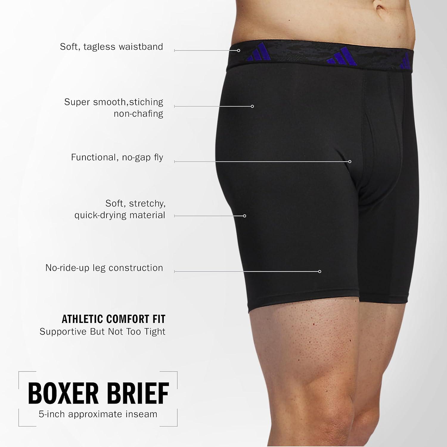 imageadidas Mens Microfiber Boxer Briefs Underwear Multipack Athletic StretchFitBlackTeam Royal BlueBetter Scarlet