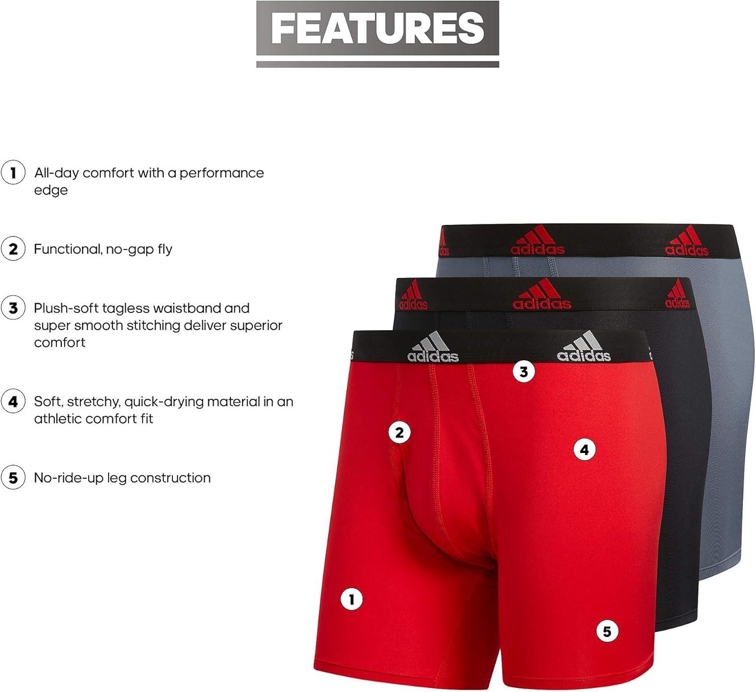 imageadidas Mens Microfiber Boxer Briefs Underwear Multipack Athletic StretchFitScarlet RedBlackOnix Greyperformance