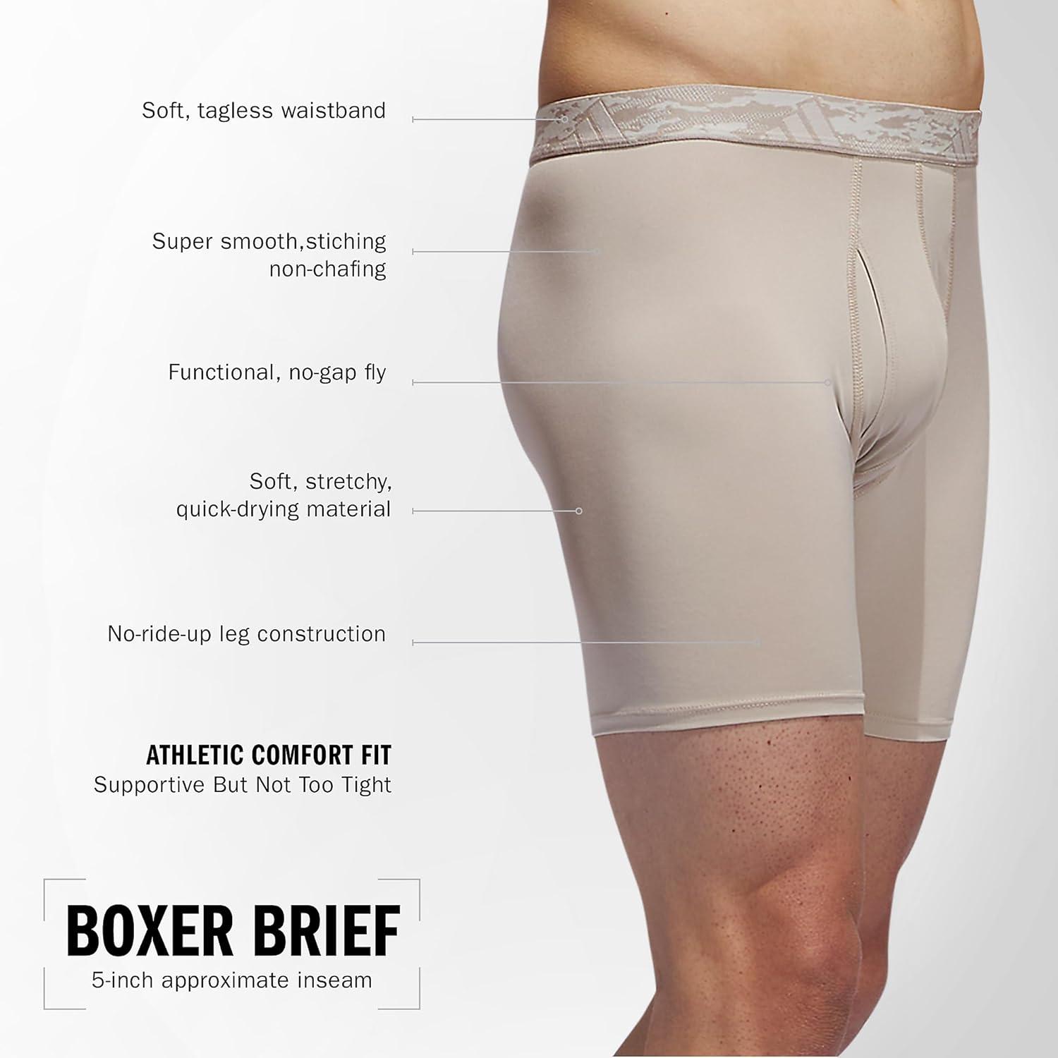 imageadidas Mens Microfiber Boxer Briefs Underwear Multipack Athletic StretchFitWonder BeigeCarbon GreyOnix Grey