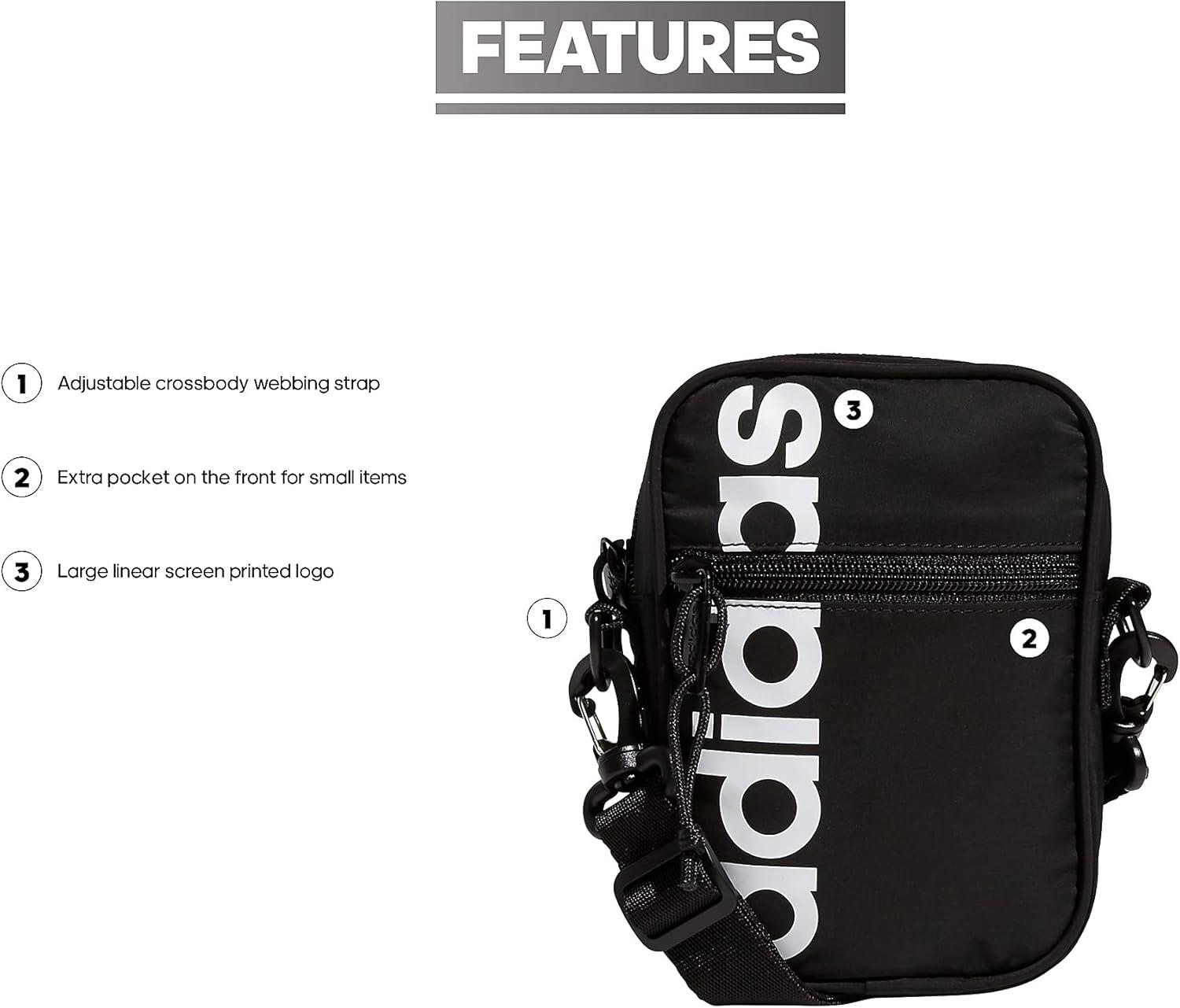 imageadidas Unisex Adult Must Have Festival Crossbody Small BagBlackWhite