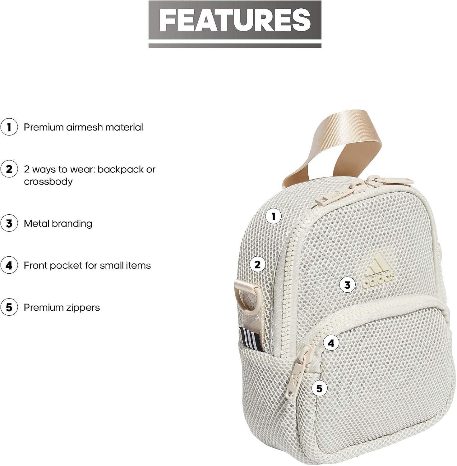 imageadidas Womens Airmesh Convertible Mini BackpackCrossbody Bag Alumina Beige One SizeAlumina Beige