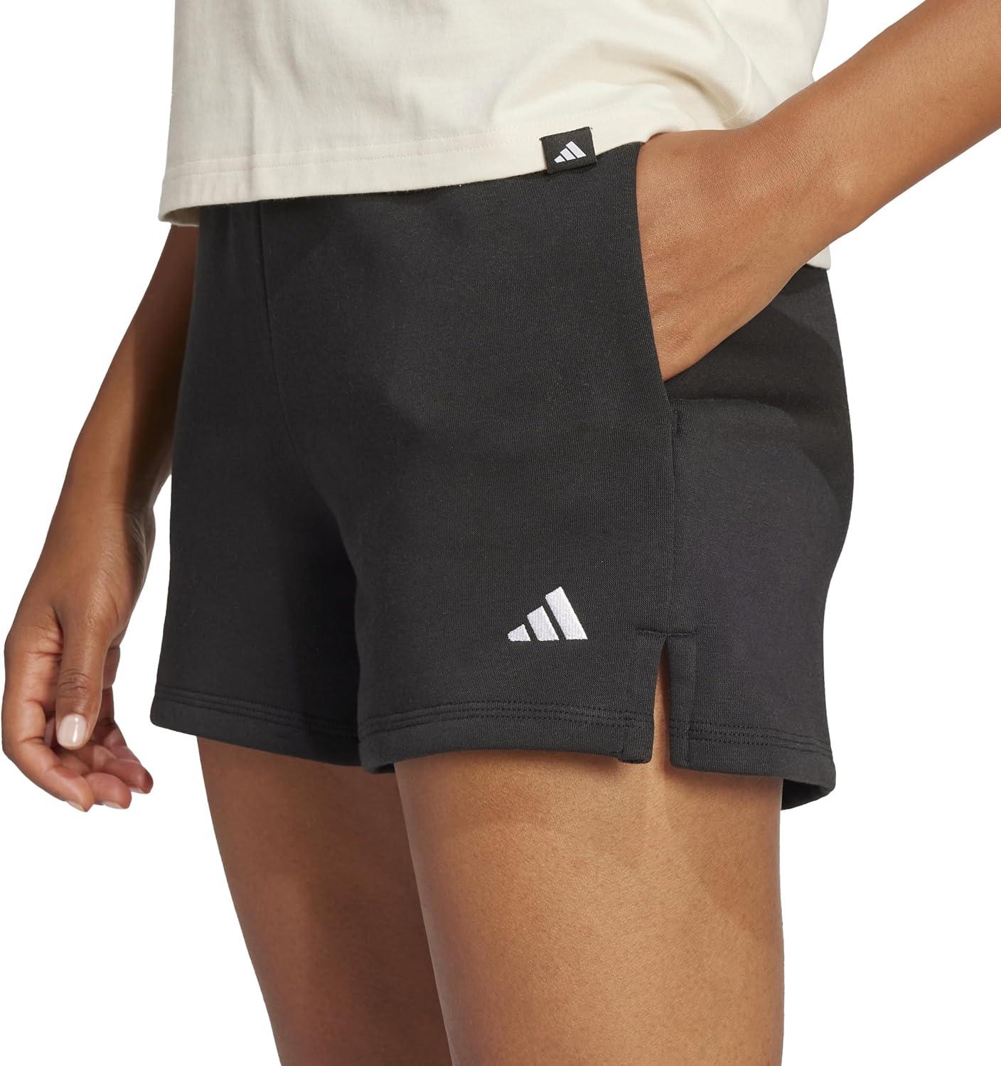 imageadidas Womens Small Logo Fleece Sportswear Shorts BlackWhite Large