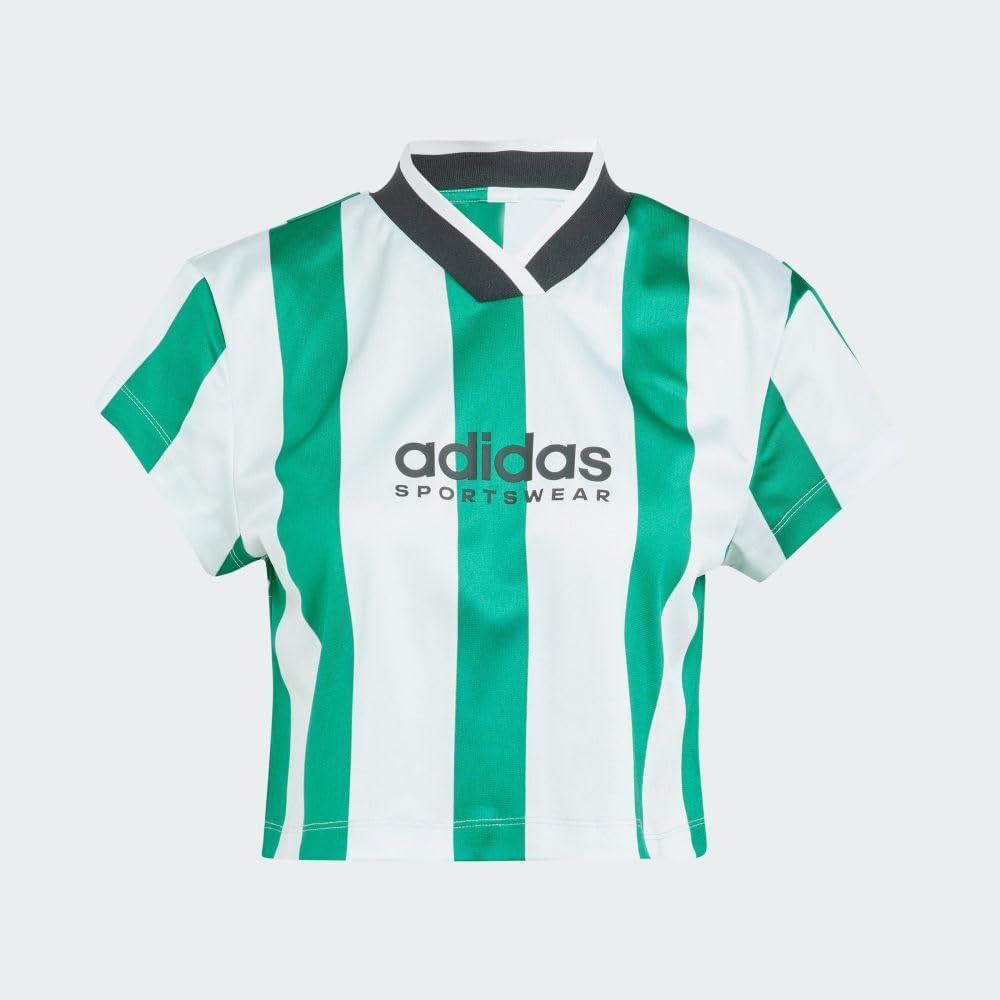 imageadidas Womens Tiro Colorblock Cropped TeeCollegiate GreenWhite
