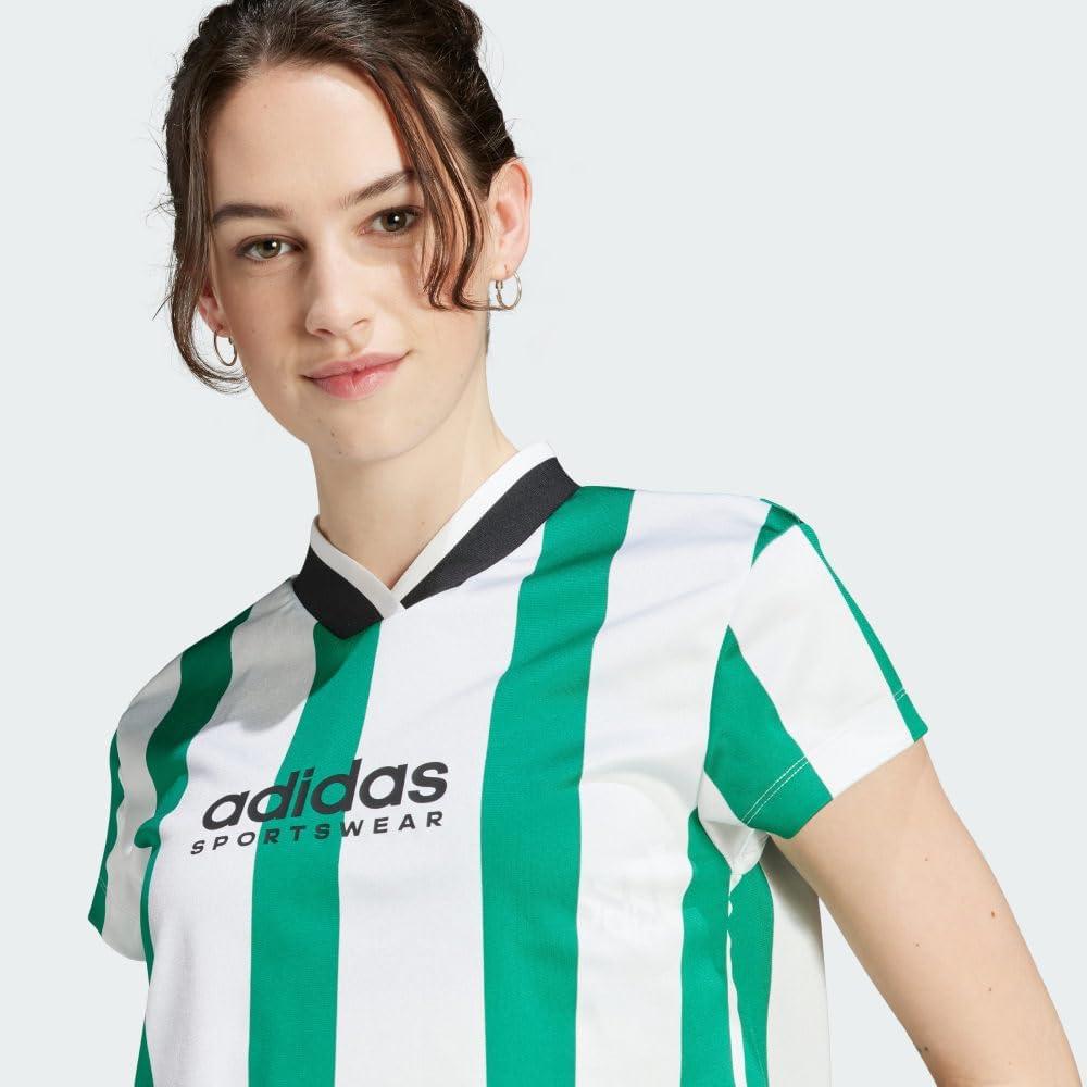 imageadidas Womens Tiro Colorblock Cropped TeeCollegiate GreenWhite