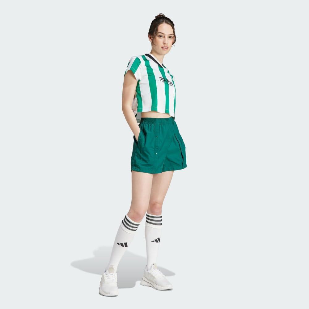 imageadidas Womens Tiro Colorblock Cropped TeeCollegiate GreenWhite