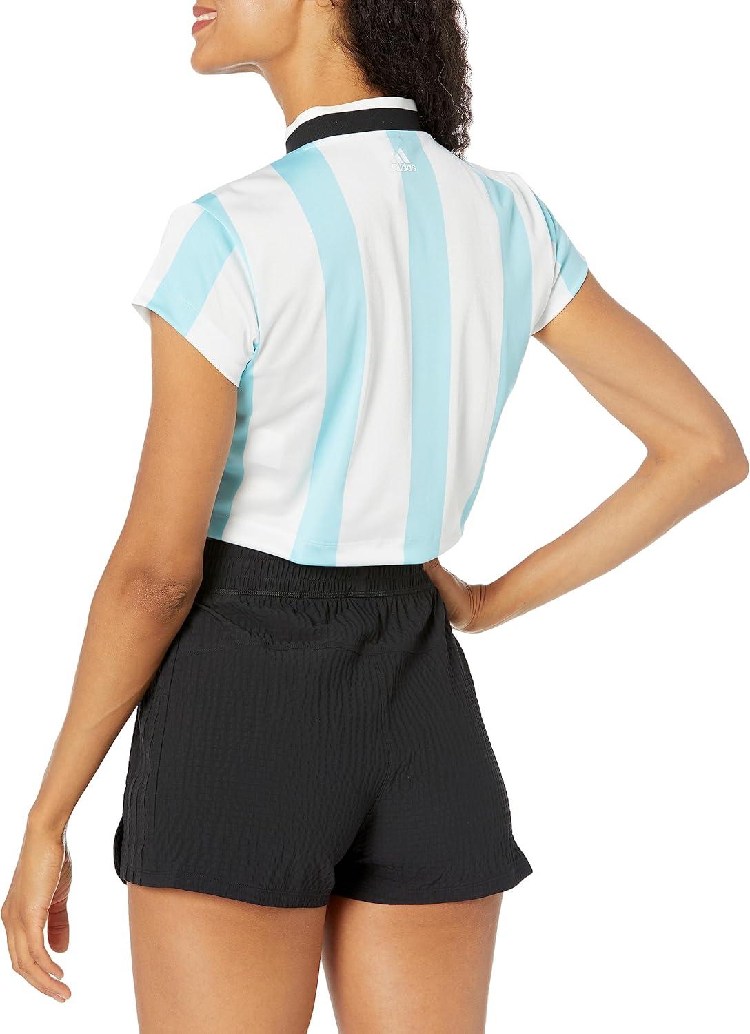 imageadidas Womens Tiro Colorblock Cropped TeeWhiteLight Aqua
