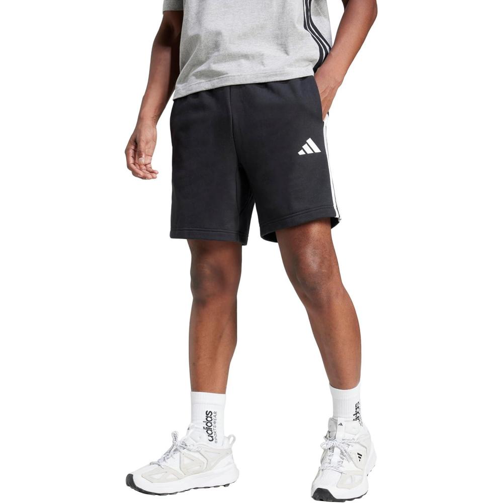 imageAdidas Mens Essentials 3Stripes French Terry 7inch ShortsBlackWhite