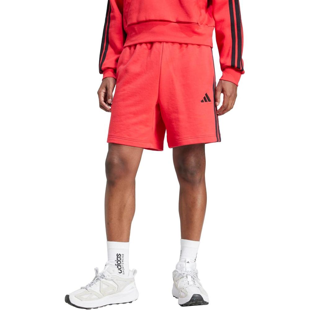 imageAdidas Mens Essentials 3Stripes French Terry 7inch ShortsPure RubyBlack