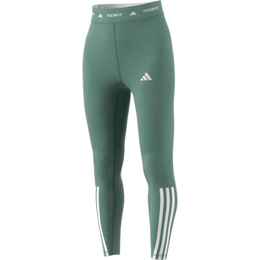 imageAdidas Womens Techfit 3Stripes 78 Training LeggingsSilver Green
